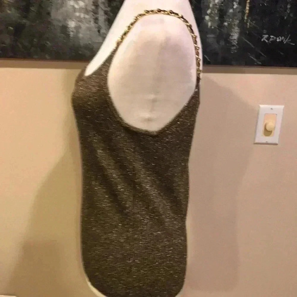 Cable and gauge Silk Blend Metallic Sparkle Tank Top w/spaghetti straps-Size L - Picture 5 of 7